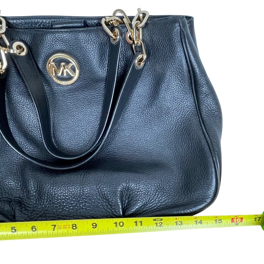 Michael Kors Pebbled Leather Gold Chain Shoulder Bag Tote Designer Quiet Luxury - Picture 12 of 14